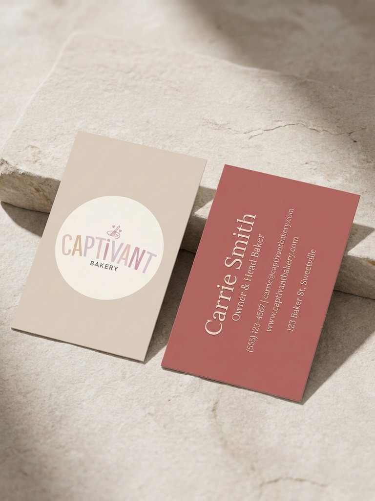Business cards for Captivant Bakery